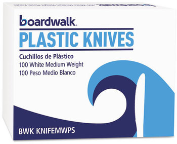 Boardwalk® Mediumweight Polystyrene Cutlery Knife. White. 1000/carton.