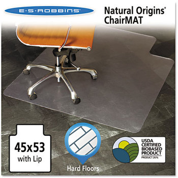 ES Robbins® Natural Origins® Chair Mat for Hard Floors,  45 x 53, Clear