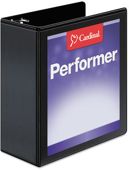 Cardinal® Performer™ ClearVue™ Slant-D® Ring Binder,  4" Cap, 11 x 8 1/2, Black