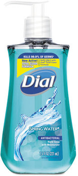 Dial® Spring Water® Antibacterial Liquid Hand Soap,  Spring Water, 7.5oz Bottle,12/Crtn