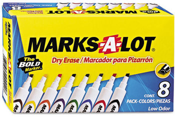 Avery® MARKS A LOT® Desk-Style Dry Erase Marker Broad Chisel Tip, Assorted Colors, 8/Set (24411)