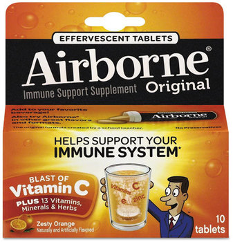 Airborne® Immune Support Effervescent Tablet,  Orange, 10/BX, 72 BX/CT