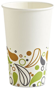 Boardwalk® Deerfield Printed Paper Hot Cups. 16 oz. White/Yellow/Green/Purple. 1000 count.