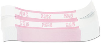Coin-Tainer® Currency Straps,  Pink, $250 in Dollar Bills, 1000 Bands/Pack