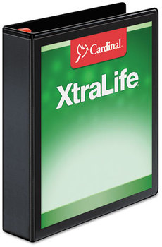 Cardinal® XtraLife® ClearVue™ Non-Stick Locking Slant-D® Ring Binder,  1.5" Cap, 11 x 8 1/2, Black