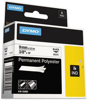 DYMO® Rhino Industrial Label Cartridges,  3/8" x 18 ft, White/Black Print