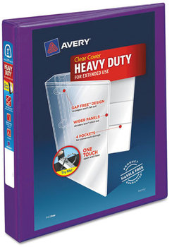 Avery® Heavy-Duty View Binder with DuraHinge® and One Touch EZD® Rings 3 1" Capacity, 11 x 8.5, Purple