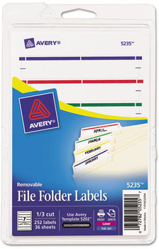 Avery® Removable File Folder Labels with Sure Feed® Technology 0.66 x 3.44, White, 7/Sheet, 36 Sheets/Pack