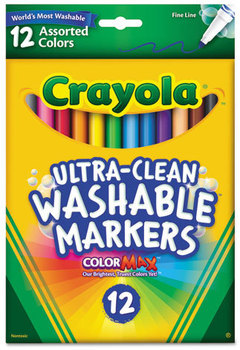 Crayola® Washable Markers,  Fine Point, Classic Colors, 12/Set