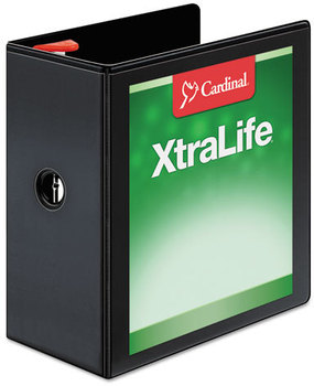 Cardinal® XtraLife® ClearVue™ Non-Stick Locking Slant-D® Ring Binder,  5" Cap, 11 x 8 1/2, Black