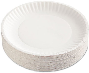 AJM Packaging Corporation Gold Label Coated Paper Plates,  9" dia, White, 100/Pack, 10 Packs/Carton