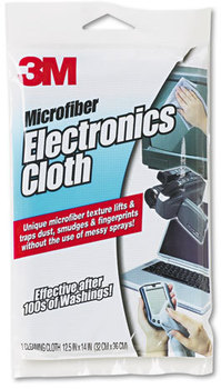 3M Microfiber Electronics Cleaning Cloth,  12 x 14, White