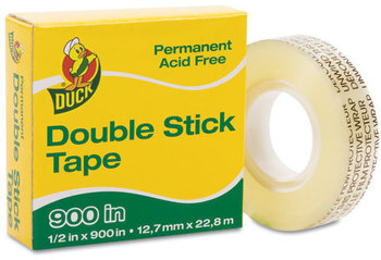 Duck® Permanent Double-Stick Tape,  1/2" x 900", 1" Core, Clear
