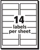 A Picture of product AVE-5262 Avery® Easy Peel® White Address Labels with Sure Feed® Technology w/ Laser Printers, 1.33 x 4, 14/Sheet, 25 Sheets/Pack