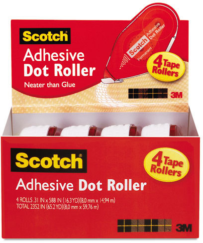 Baumann Paper Scotch Double Sided Adhesive Roller 0 3 In X 49 Ft 4 Pk