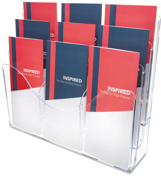 deflecto® Three-Tier Document Organizer with Dividers,  13-3/8w x 3-1/2d x 11-1/2h, Clear