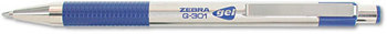 Zebra G301® Gel Retractable Roller Ball Pen,  Blue Ink, Medium