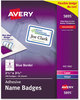A Picture of product AVE-5895 Avery® Flexible Adhesive Name Badge Labels 3.38 x 2.33, White/Blue Border, 400/Box