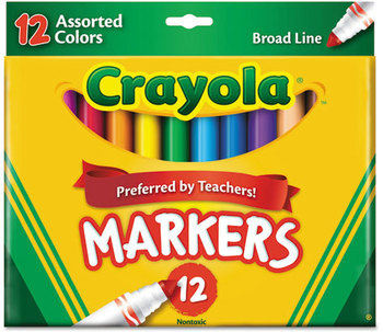 Crayola® Non-Washable Marker,  Broad Point, Assorted Colors, 12/Set