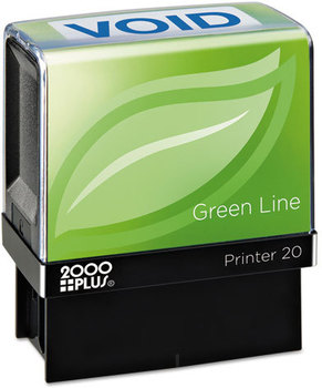 2000 PLUS® Green Line Self-Inking Message Stamp,  Void, 1 1/2 x 9/16, Blue
