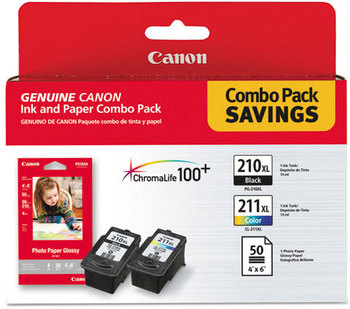 Canon® 2973B004 Ink & Paper Pack,  Black/Tri-Color