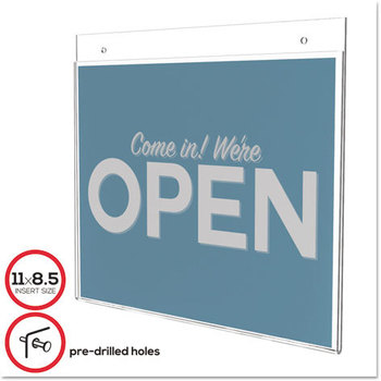 deflecto® Classic Image® Single-Sided Wall Sign Holder,  Plastic, 11 x 8 1/2, Clear
