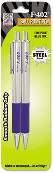 Zebra F-402® Retractable Ballpoint Pen,  Blue Ink, Fine, 2/Pack
