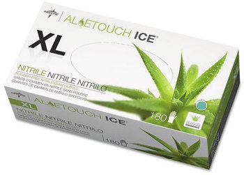 Medline Aloetouch® Ice Nitrile Gloves,  X-Large, Green, 180/Box