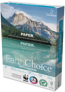 Domtar EarthChoice® Office Paper,  92 Brightness, 20lb, 8-1/2 x 11, White, 5000/Carton