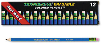 Ticonderoga® Erasable Colored Pencils™,  2.6 mm, Blue Lead/Barrel, Dozen