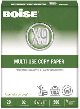 Boise® X-9® Multi-Use Copy Paper,  92 Bright, 20lb, 8-1/2 x 11, White, 2500 Sheets/Carton