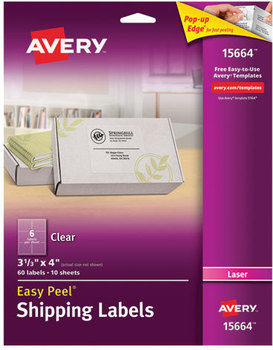 Avery® Matte Clear Easy Peel® Mailing Labels with Sure Feed® Technology w/ Laser Printers, 3.33 x 4, 6/Sheet, 10 Sheets/Pack