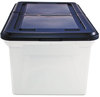 A Picture of product AVT-55797 Innovative Storage Designs Extra-Capacity 28" File Tote,  Letter, Plastic, Clear/Navy