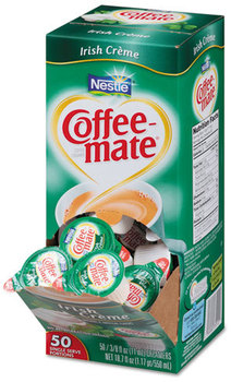 Coffee-mate® Liquid Coffee Creamer,  Irish Crème, 0.375 oz Mini Cups, 50/Box, 4 Box/Carton