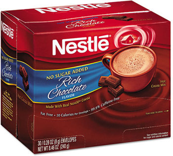 Nestle® No-Sugar-Added Hot Cocoa Mix Envelopes,  Rich Chocolate, 0.28 oz Packet, 30/Box