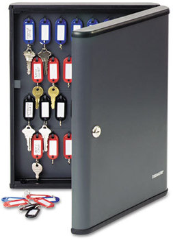 SteelMaster® Security Key Cabinets,  60-Key, Steel, Charcoal Gray, 12 x 2 3/8 x 14 3/4