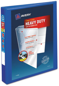 Avery® Heavy-Duty View Binder with DuraHinge® and One Touch EZD® Rings 3 1" Capacity, 11 x 8.5, Pacific Blue