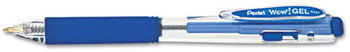 Pentel® WOW!™ Retractable Gel Pen,  .7mm, Trans Barrel, Blue Ink, Dozen