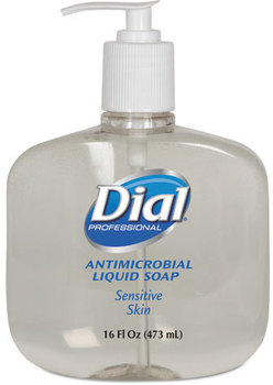 Dial® Professional Antimicrobial Soap for Sensitive Skin,  16oz Pump Bottle, 12/Carton