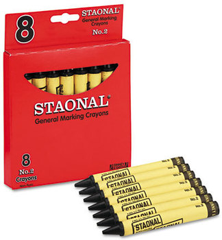 Crayola® Staonal® Marking Crayons,  Black, 8/Box