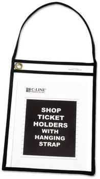 C-Line® Stitched Shop Ticket Holders with Hanging Strap,  Black, Stitched, 75", 9 x 12, 15/BX