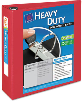 Avery® Heavy-Duty View Binder with DuraHinge® and One Touch EZD® Rings Locking 3 3" Capacity, 11 x 8.5, Red