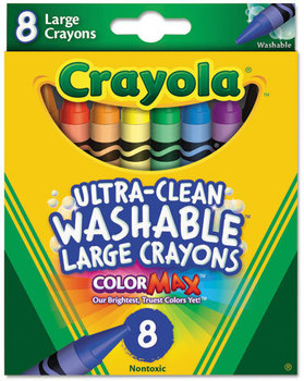 Crayola® Ultra-Clean Washable® Crayons,  Large, 8 Colors/Box