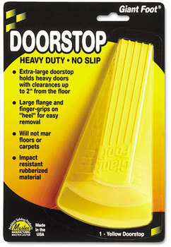 Master Caster® Giant Foot® Doorstop,  No-Slip Rubber Wedge, 3-1/2w x 6-3/4d x 2h, Safety Yellow