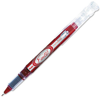Pentel® Finito!™ Porous Point Pen,  .4mm, Red/Silver Barrel, Red Ink