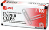 A Picture of product ACC-72585 ACCO Paper Clips Jumbo, Nonskid, Silver, 100 Clips/Box, 10 Boxes/Pack