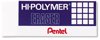 Pentel® Hi-Polymer® Eraser,  White, 3/Pack