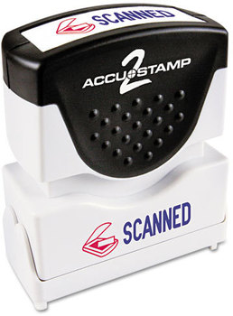 ACCUSTAMP2® Pre-Inked Shutter Stamp with Microban®,  Red/Blue, SCANNED, 1 5/8 x 1/2