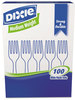 A Picture of product DXE-FM207 Dixie® Plastic Cutlery,  Heavy Mediumweight Fork, White, 100-Pieces/Box, 10 Boxes/Case.