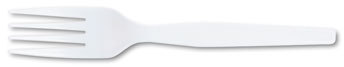 Dixie® Plastic Cutlery,  Heavy Mediumweight Fork, White, 100-Pieces/Box, 10 Boxes/Case.